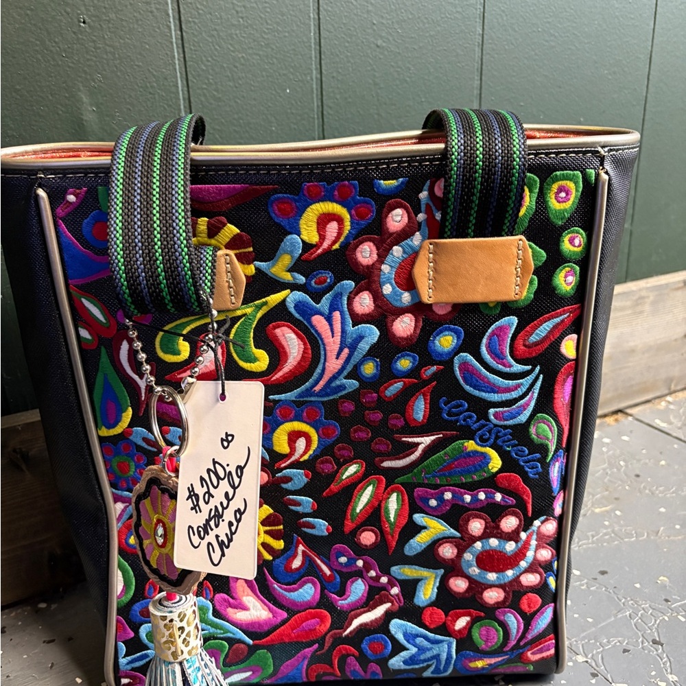 Colorful Embroidered Tote Bag
